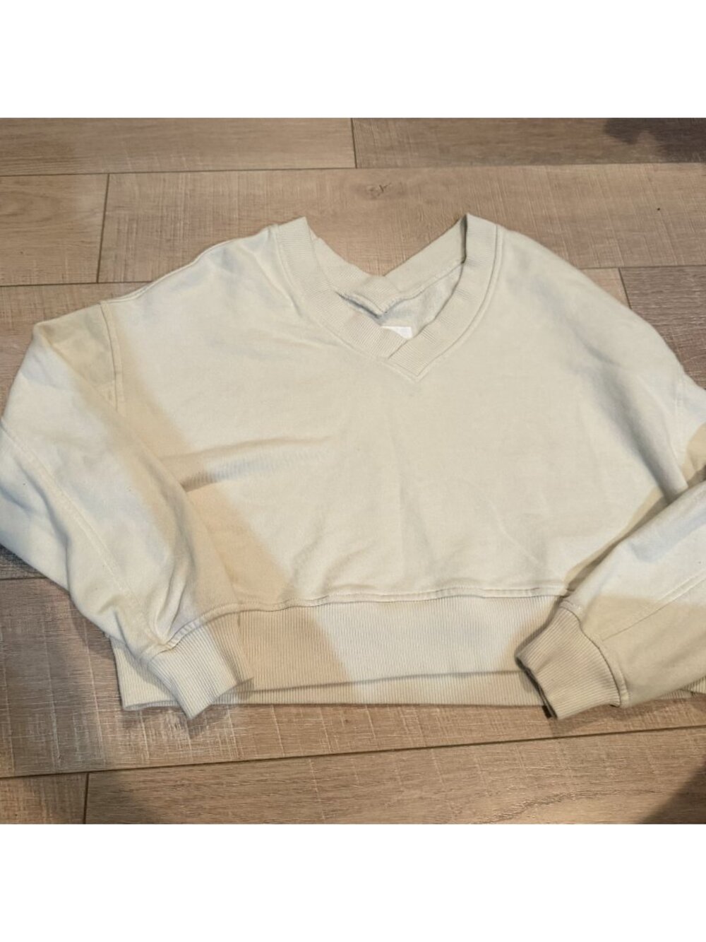 Aerie Womens Cream V Neck Sweatshirt Oversized XS